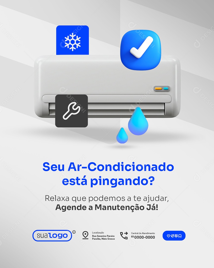 Manutenção Seu Ar Condicionado Está Pingando Social Media PSD Editável