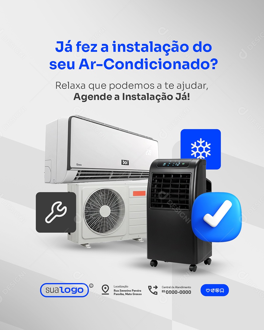 Manutenção Já Fez a Instalação do Seu Ar Condicionado Social Media PSD Editável