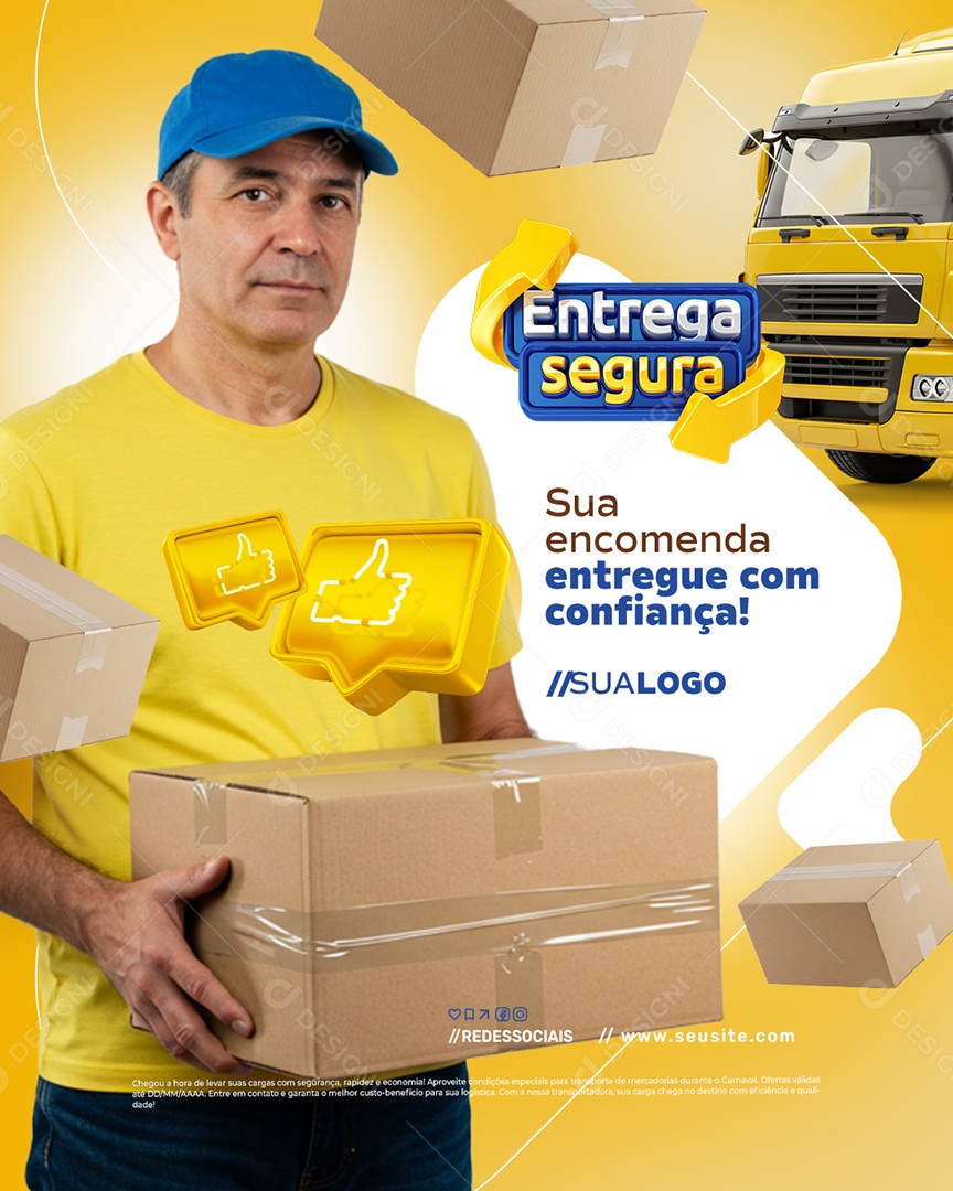 Transportadora Entrega Segura Sua Encomenda Social Media PSD Editável