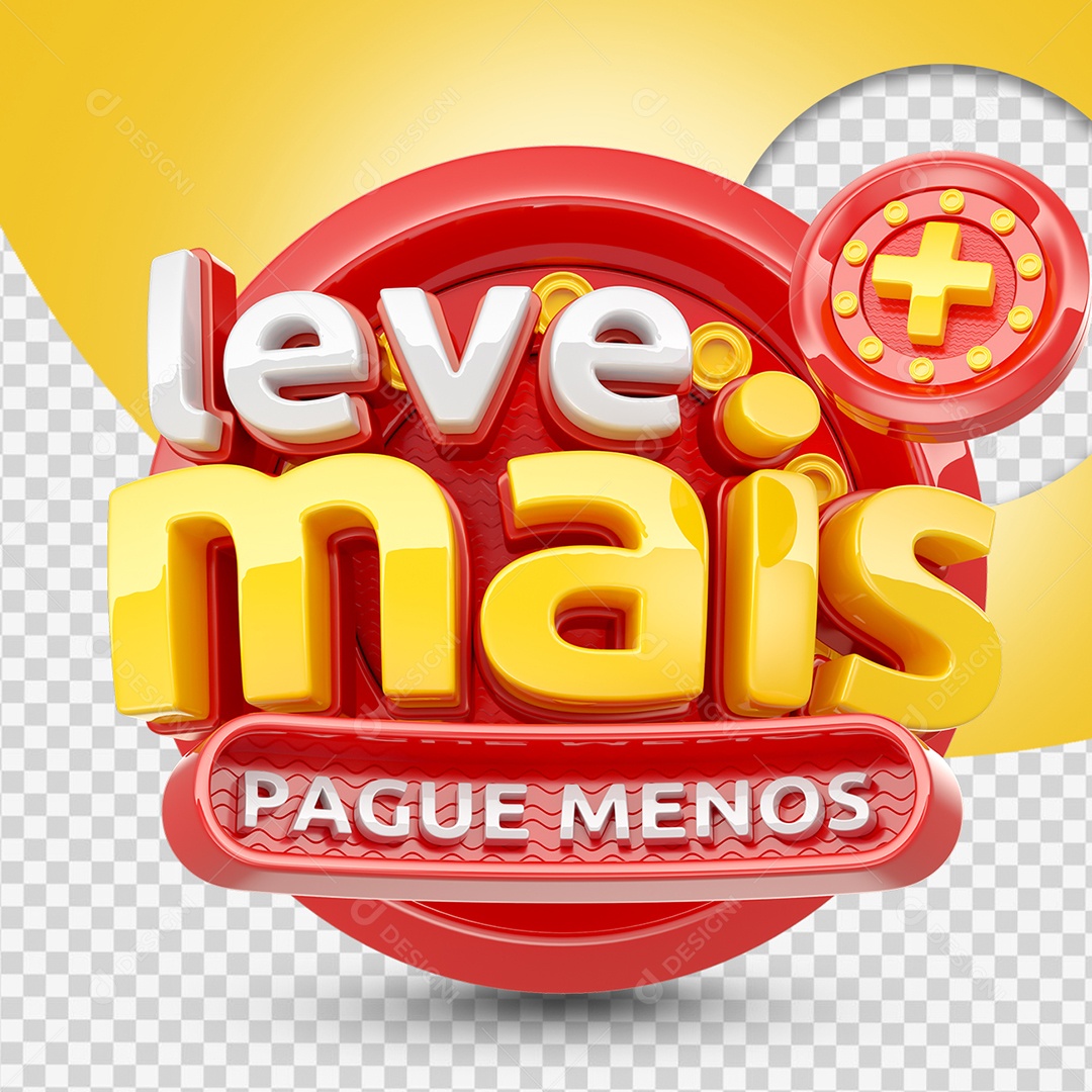 Leve Mais Pague Menos Selo 3D Vermelho para Composição PSD