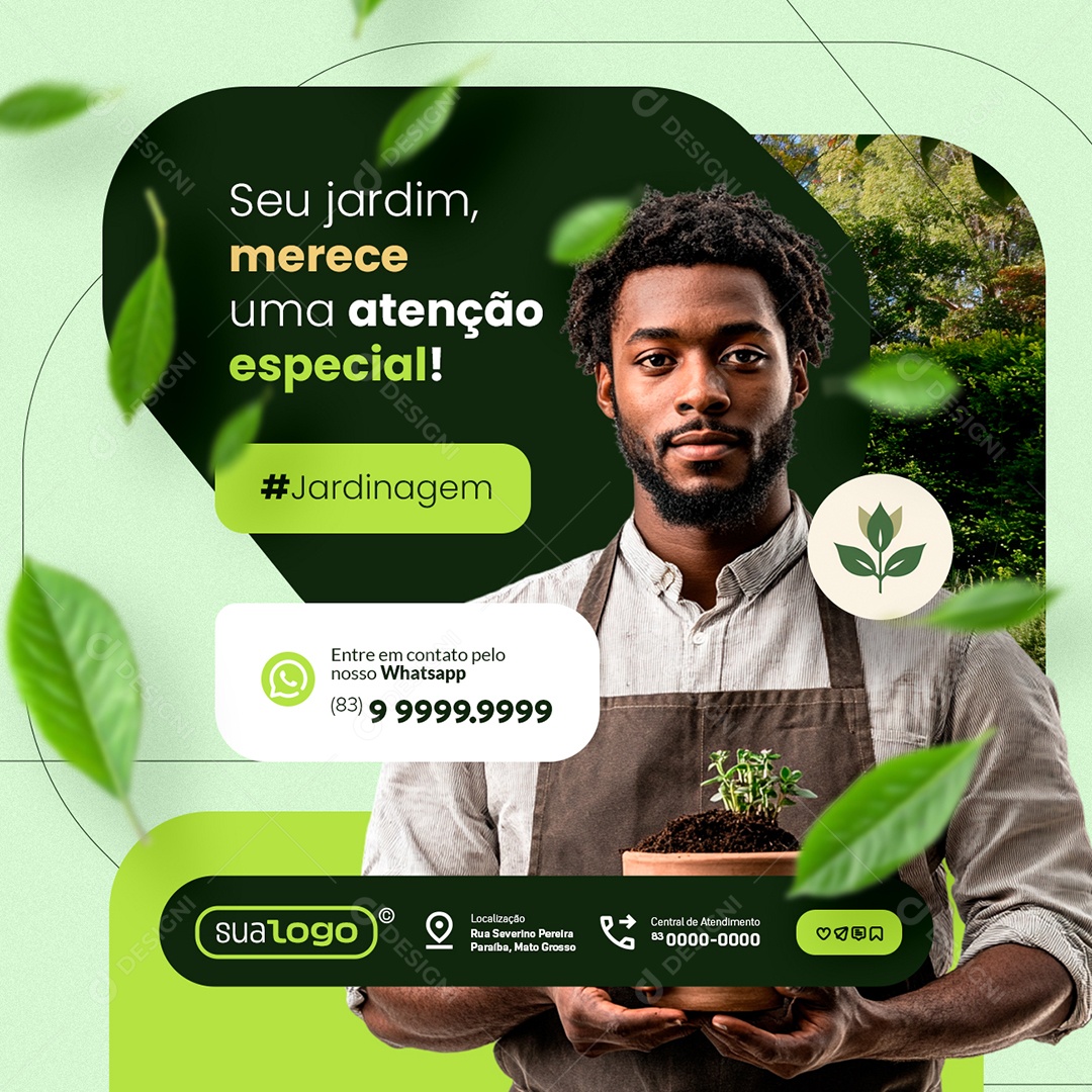 Jardinagem Seu Jardim Merece Uma Atenção Especial Social Media PSD Editável