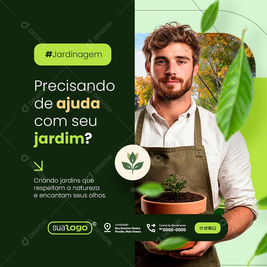 Jardinagem Precisando de Ajuda Com seu Jardim Social Media PSD Editável