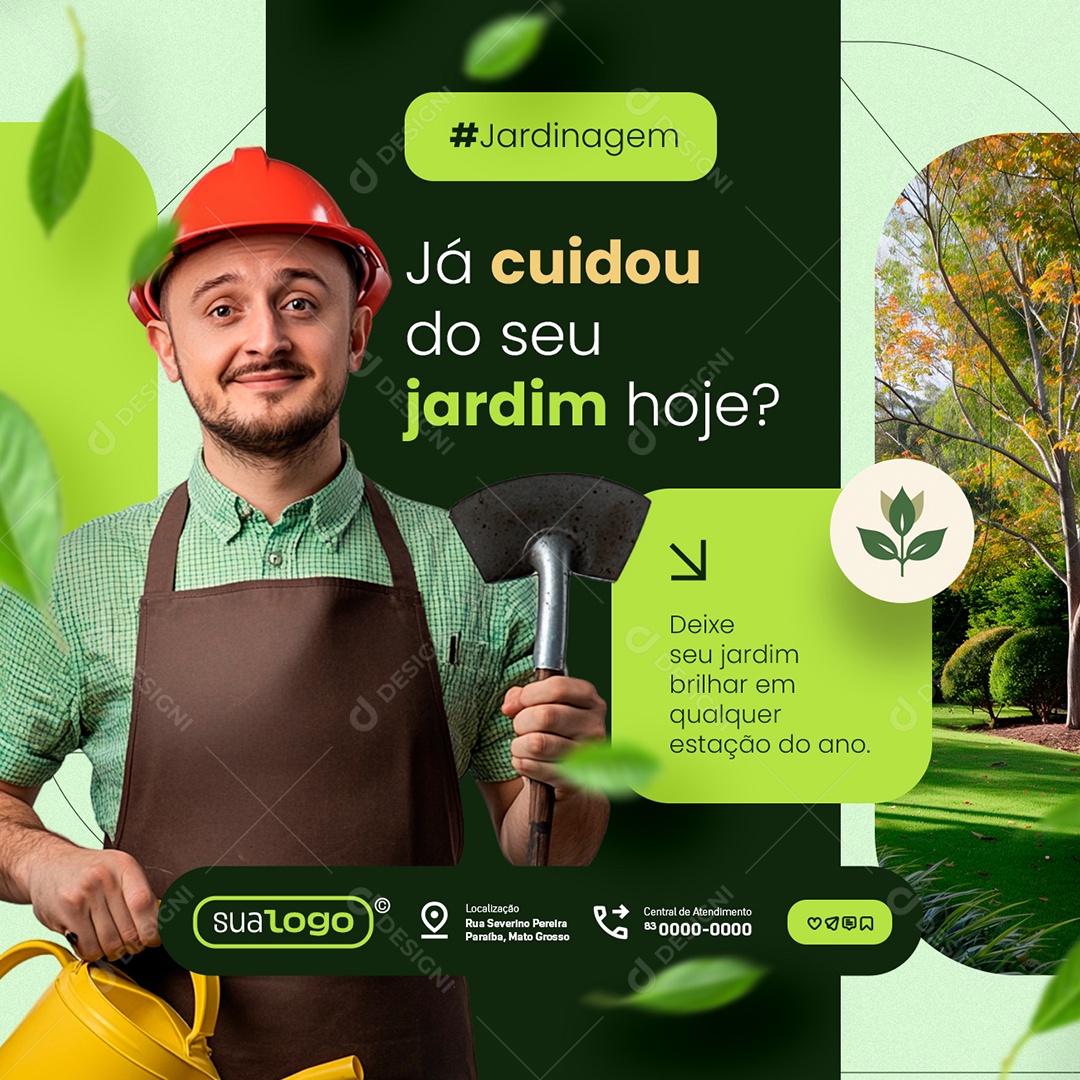 Jardinagem Já Cuidou do Seu Jardim Hoje Social Media PSD Editável