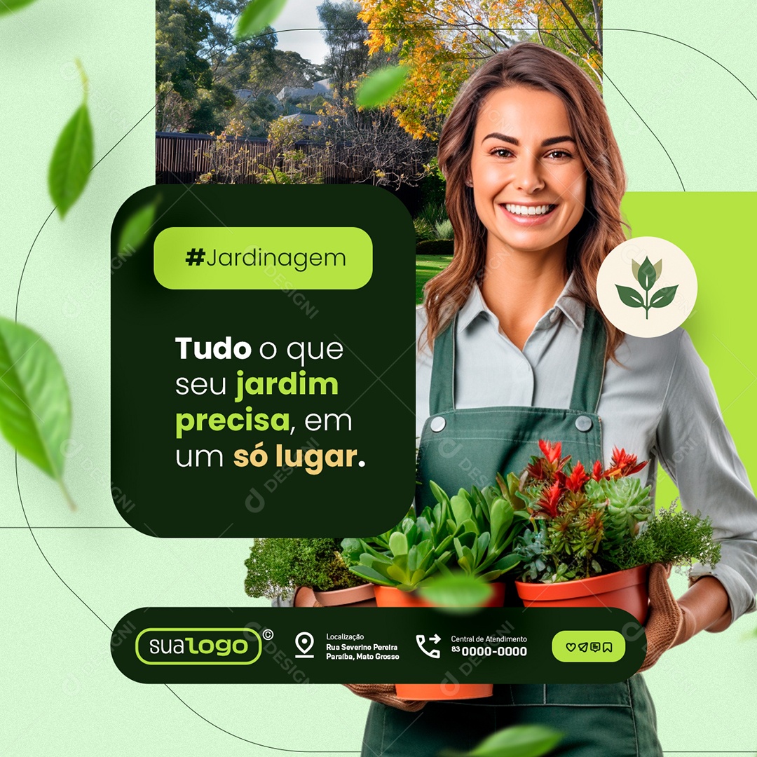 Jardinagem Tudo O Que seu Jardim Precisa Social Media PSD Editável
