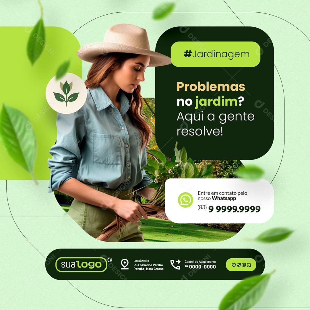 Jardinagem Problemas no Jardim Social Media PSD Editável