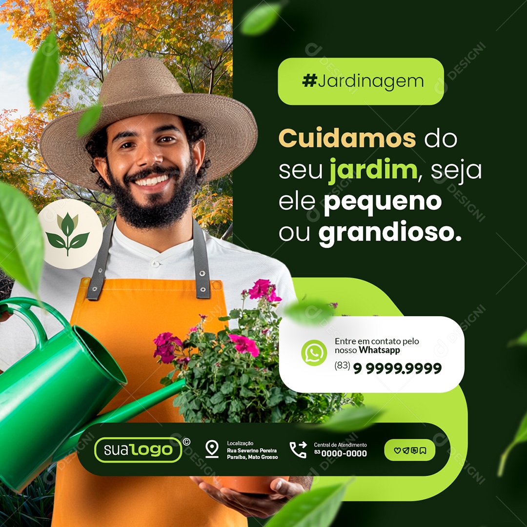 Jardinagem Cuidamos do Seu Jardim Social Media PSD Editável