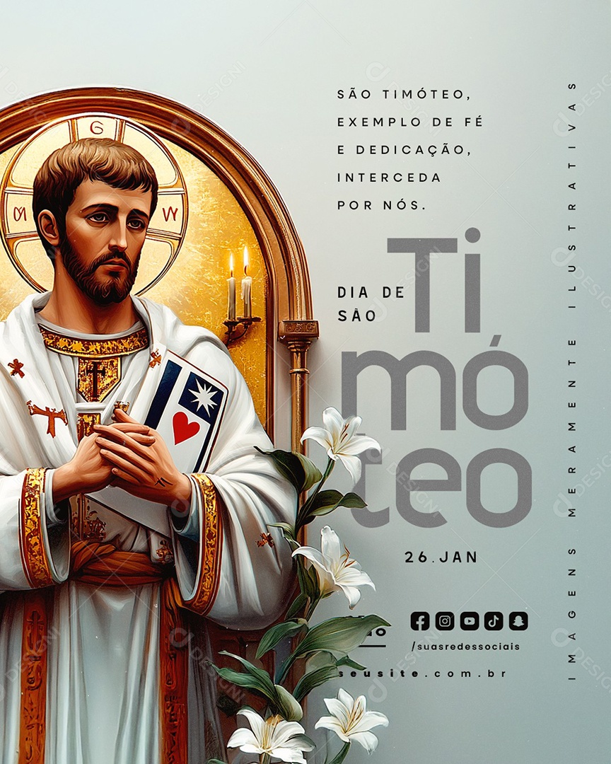 Dia de São Timóteo 26 de Janeiro Social Media PSD Editável