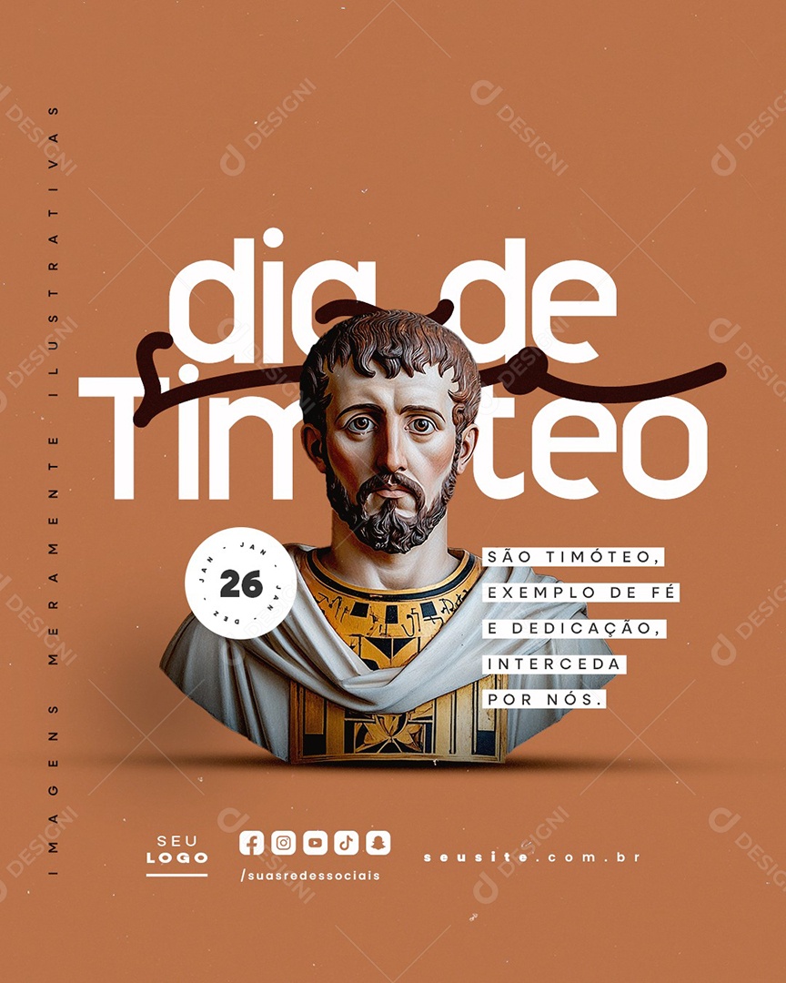 Dia de São Timóteo 26 de Janeiro Social Media PSD Editável