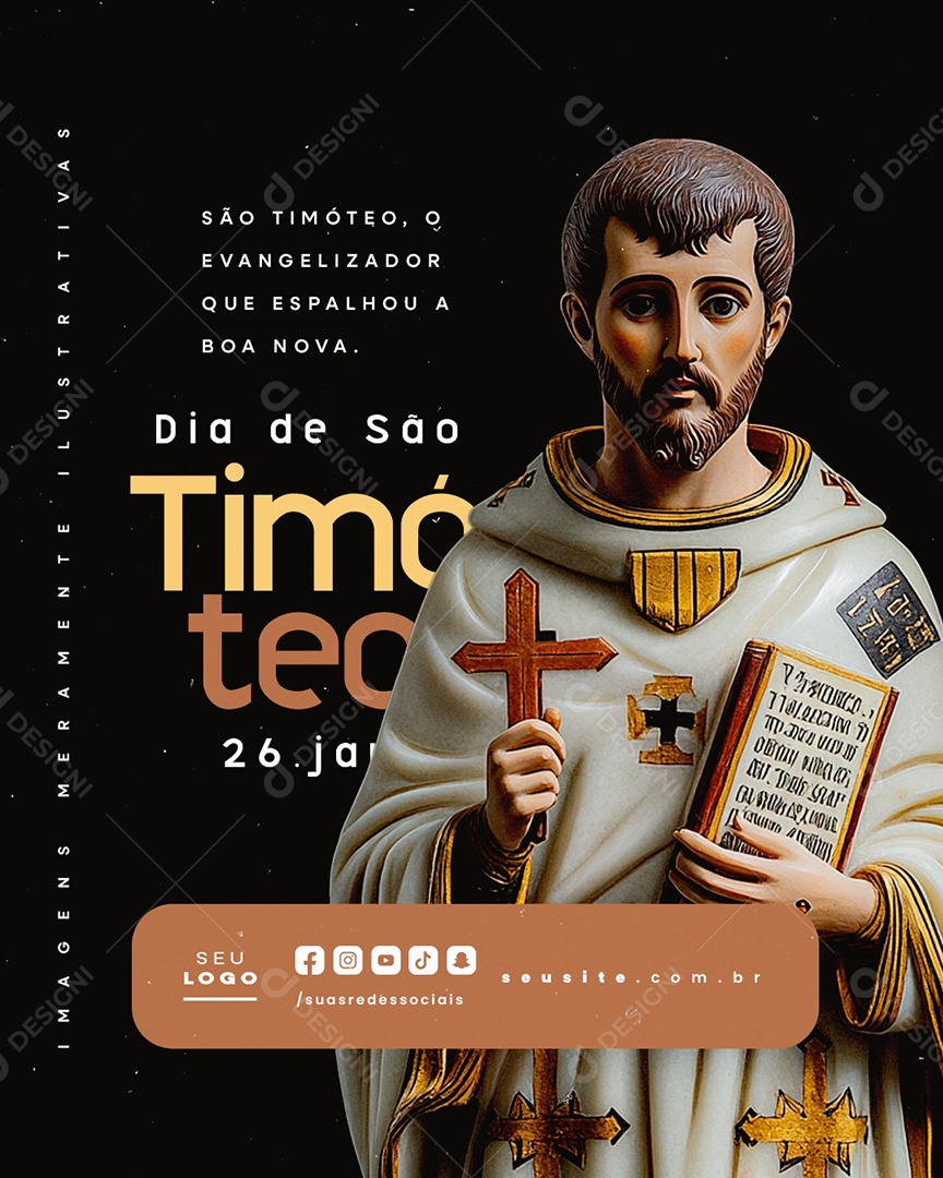 Dia de São Timóteo 26 de Janeiro Social Media PSD Editável
