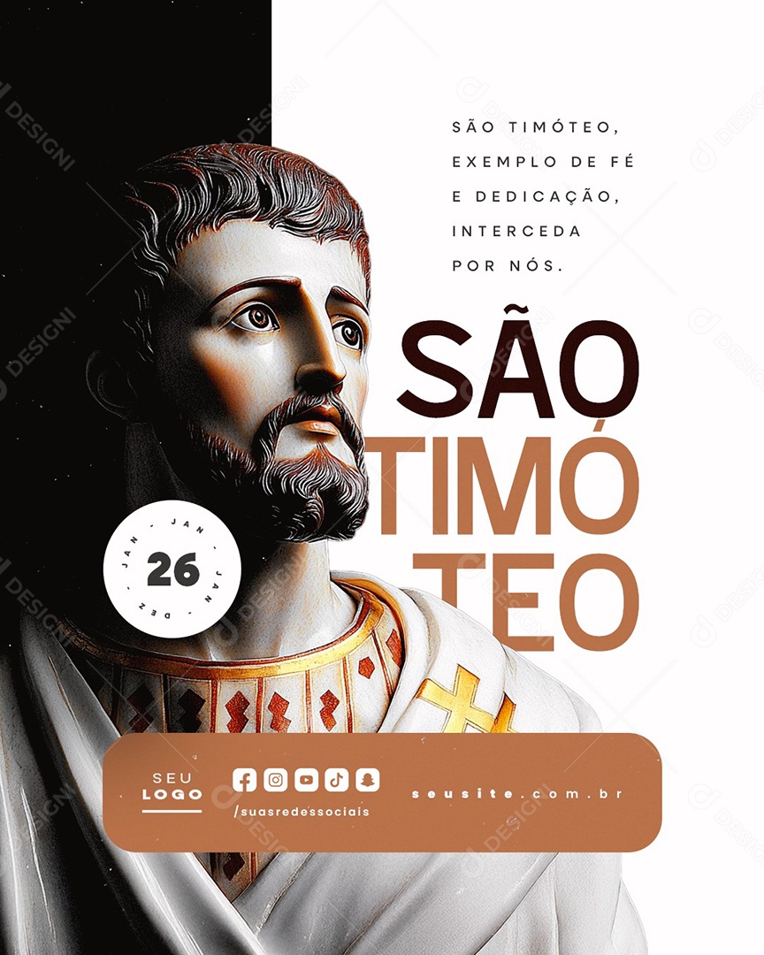 Dia de São Timóteo 26 de Janeiro Social Media PSD Editável