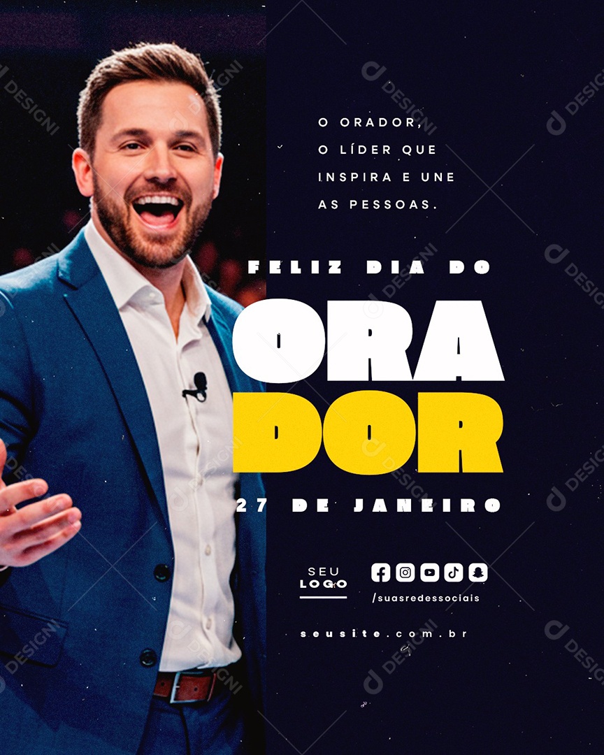 Feliz Dia do Orador 27 de Janeiro Social Media PSD Editável