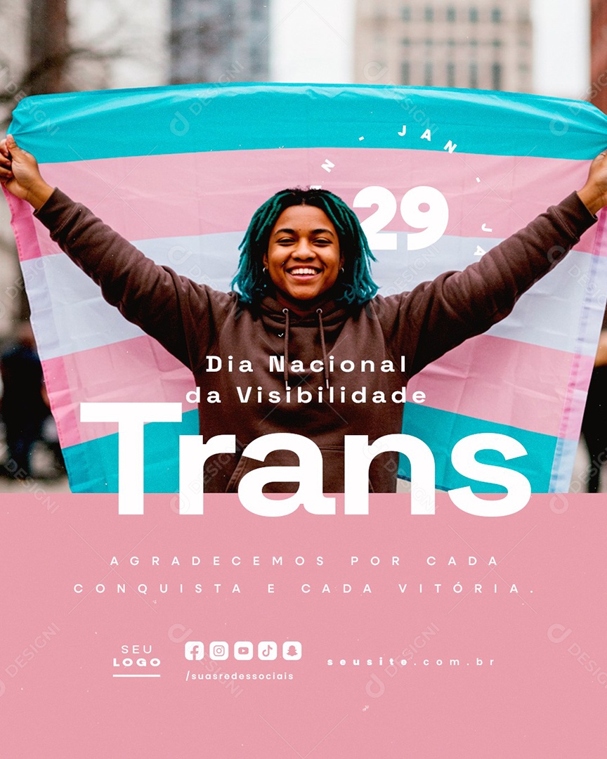 Social Media Dia Nacional da Visibilidade Trans 29 de Janeiro PSD Editável