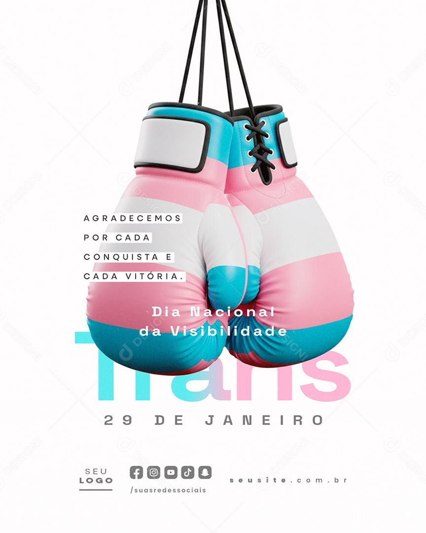 Dia Nacional da Visibilidade Trans 29 de Janeiro Social Media PSD Editável