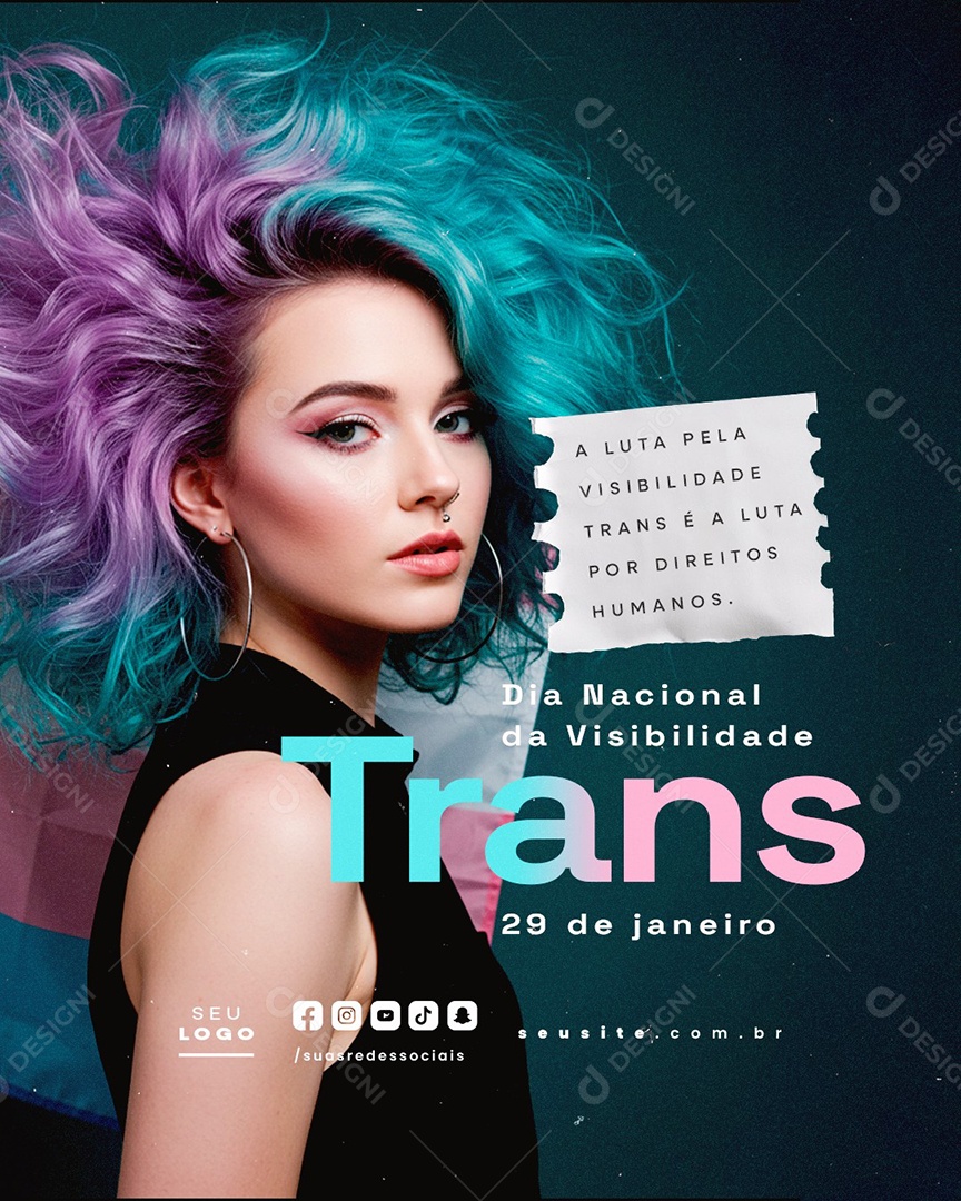 Dia Nacional da Visibilidade Trans 29 de Janeiro Social Media PSD Editável