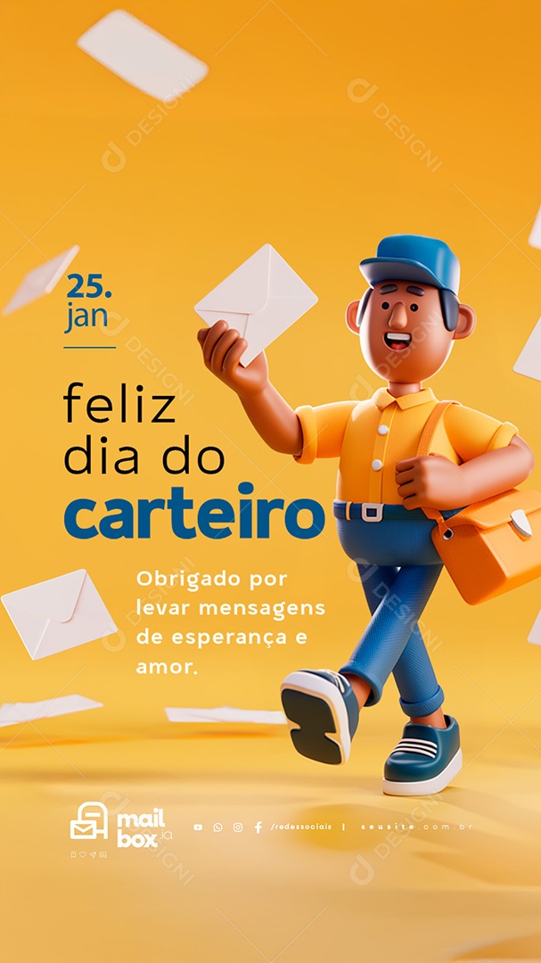 Story Feliz Dia do Carteiro 25 de Janeiro Social Media PSD Editável