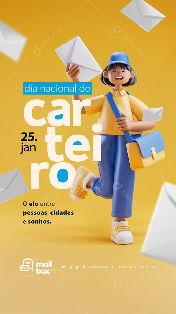 Story Dia Nacional do Carteiro 25 de Janeiro O Elo Entre Pessoas Social Media PSD Editável