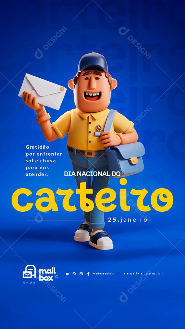 Story Dia Nacional do Carteiro 25 de Janeiro Social Media PSD Editável