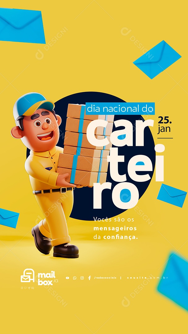 Story Dia Nacional do Carteiro 25 de Janeiro Vocês São os Mensageiros da Confiança Social Media PSD Editável
