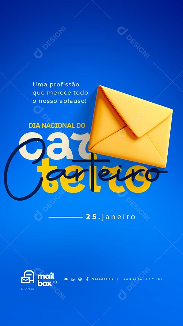 Story Dia Nacional do Carteiro 25 de Janeiro Social Media PSD Editável
