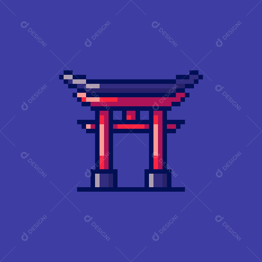 Torii Santuário Japonês Vetor EPS