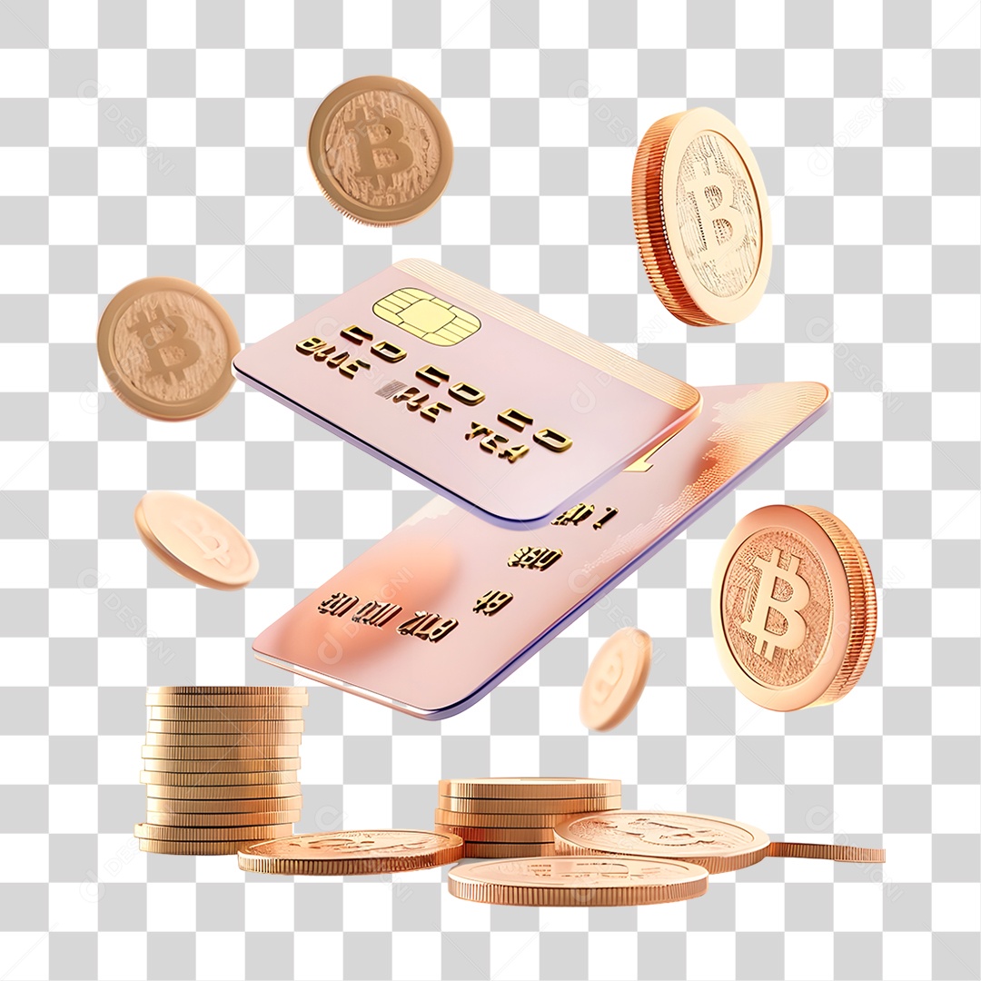 Cartão Moedas Bitcoin Dinheiro PNG Transparente
