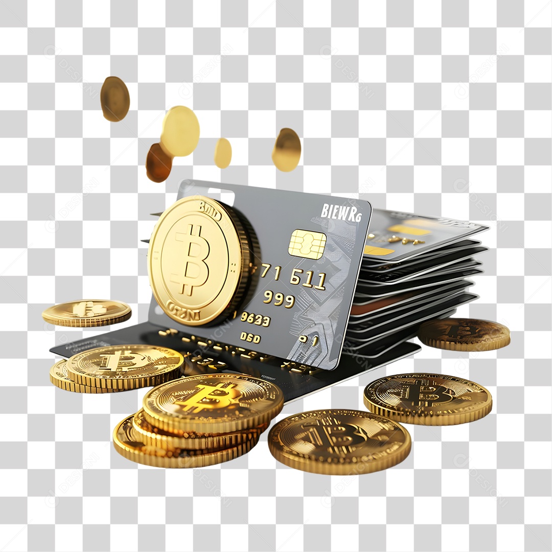 Cartão Moedas Bitcoin Dinheiro PNG Transparente