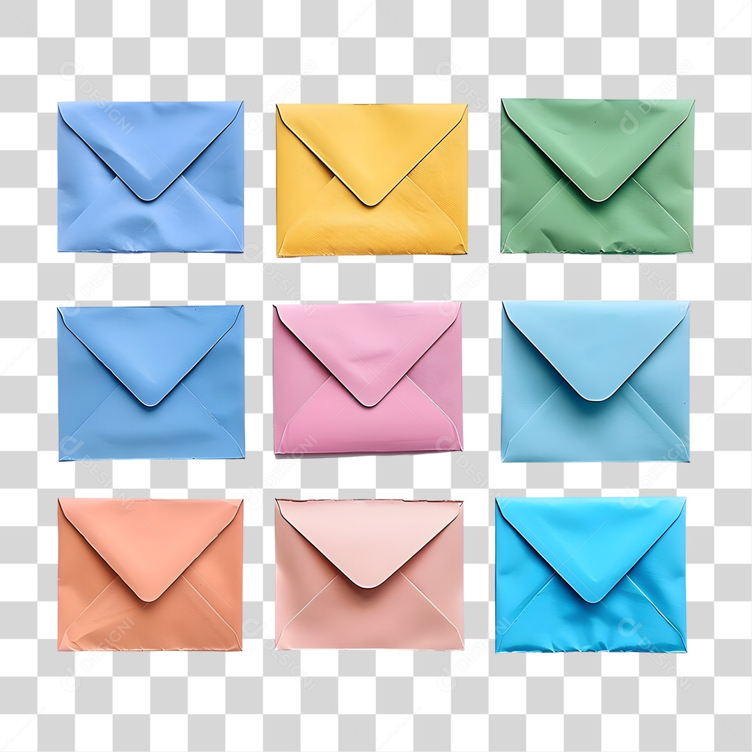 Envelopes Cartas Coloridas PNG Transparente