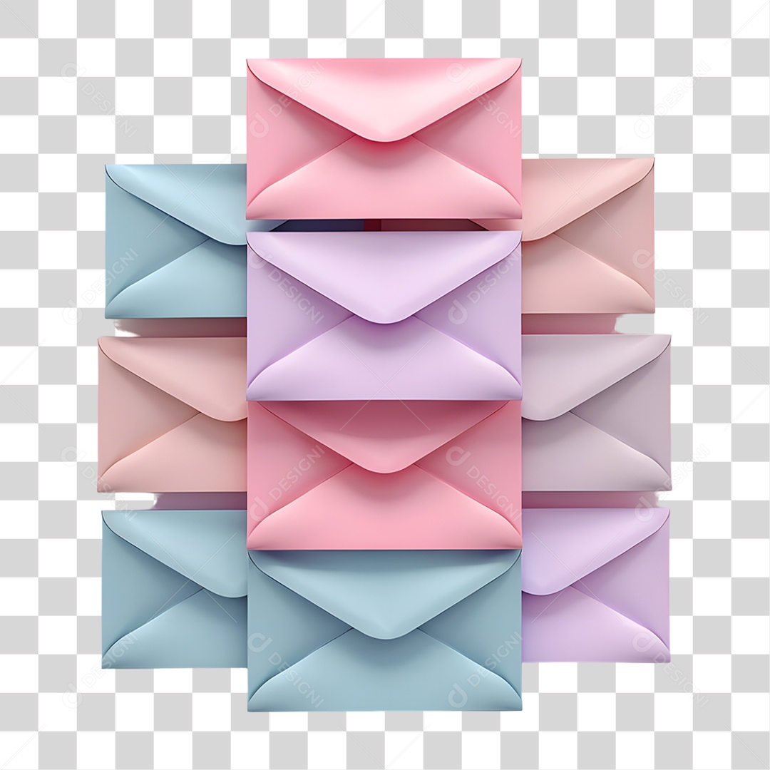 Envelopes Cartas Coloridas PNG Transparente