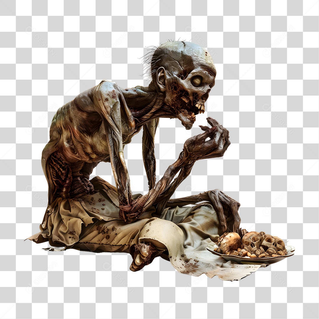 Estátua Esqueleto de Homem PNG Transparente