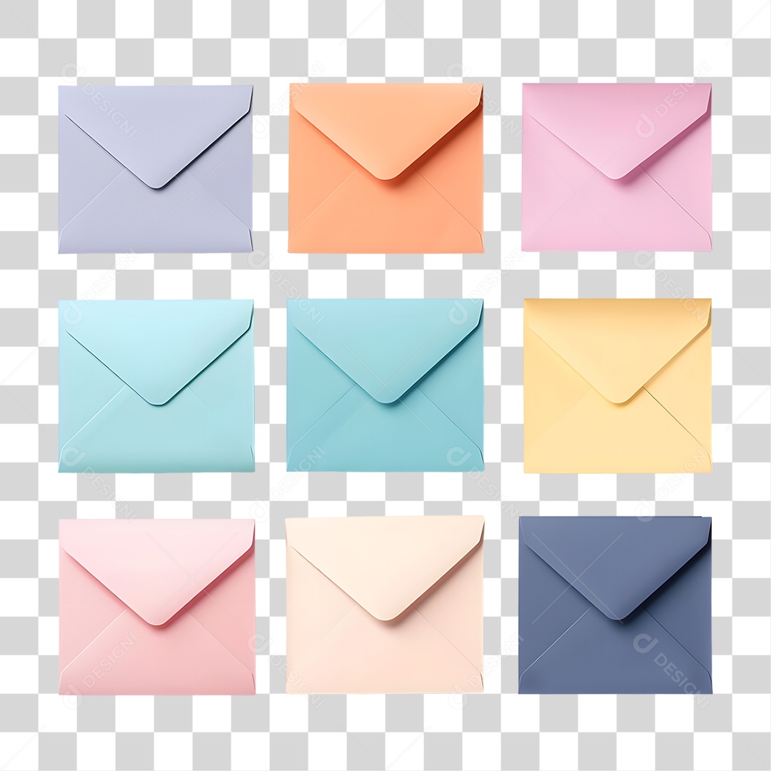 Envelopes Cartas Coloridas PNG Transparente