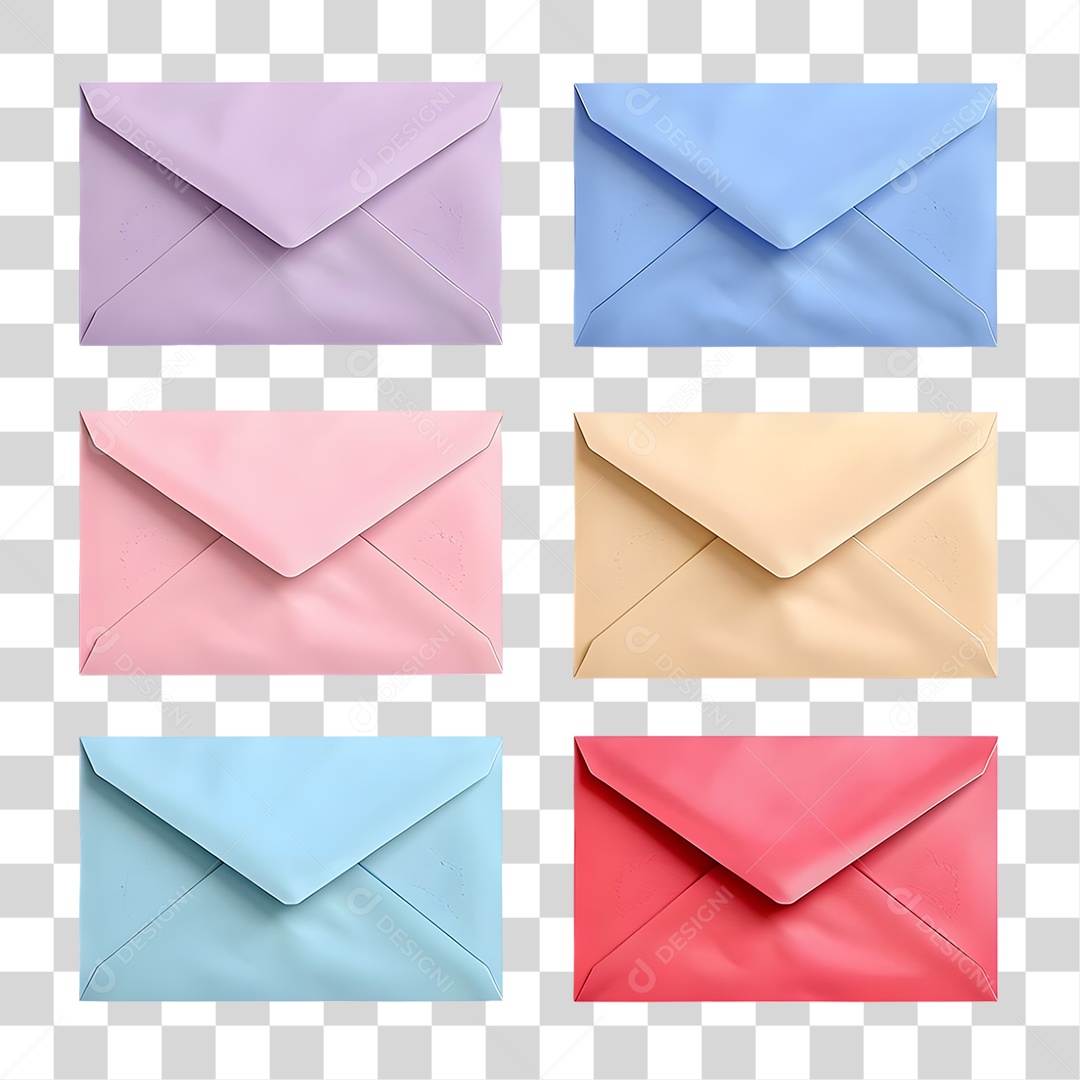 Envelopes Cartas Coloridas PNG Transparente