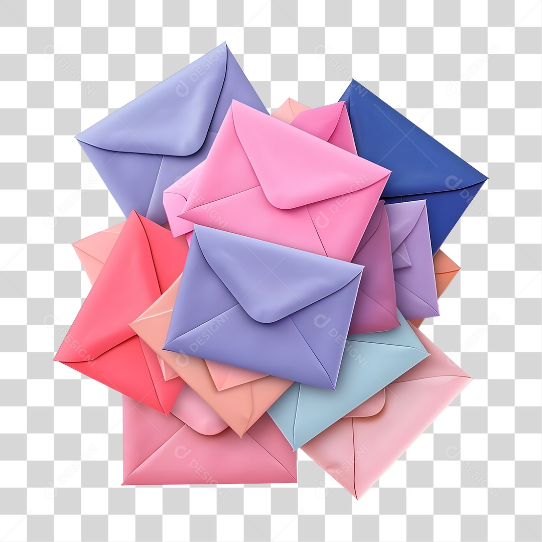 Envelopes Cartas Coloridas PNG Transparente