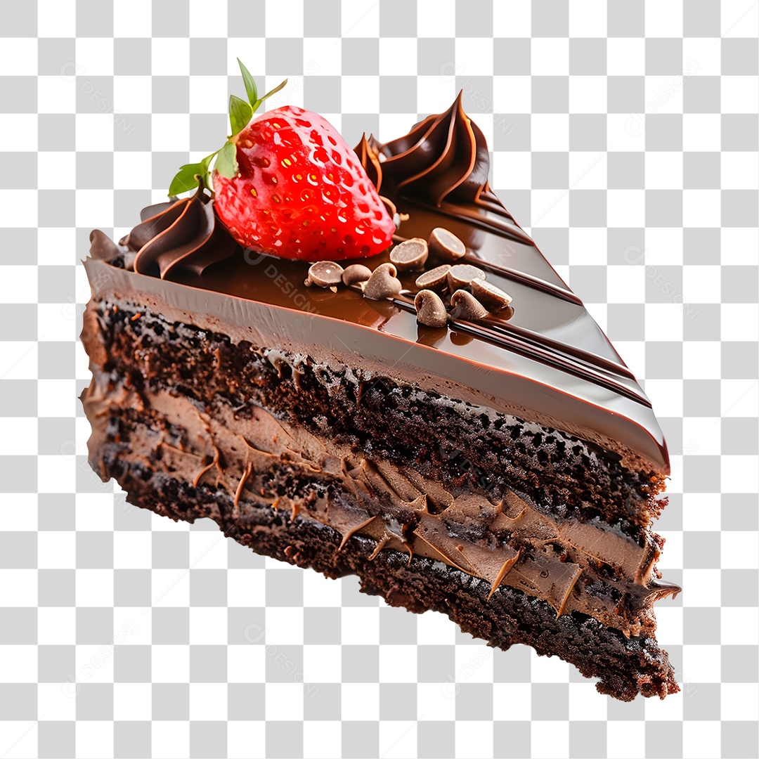 Fatia de Bolo de Chocolate PNG Transparente