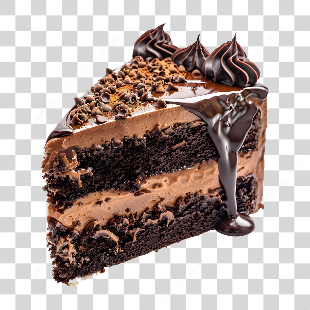 Fatia de Bolo de Chocolate PNG Transparente