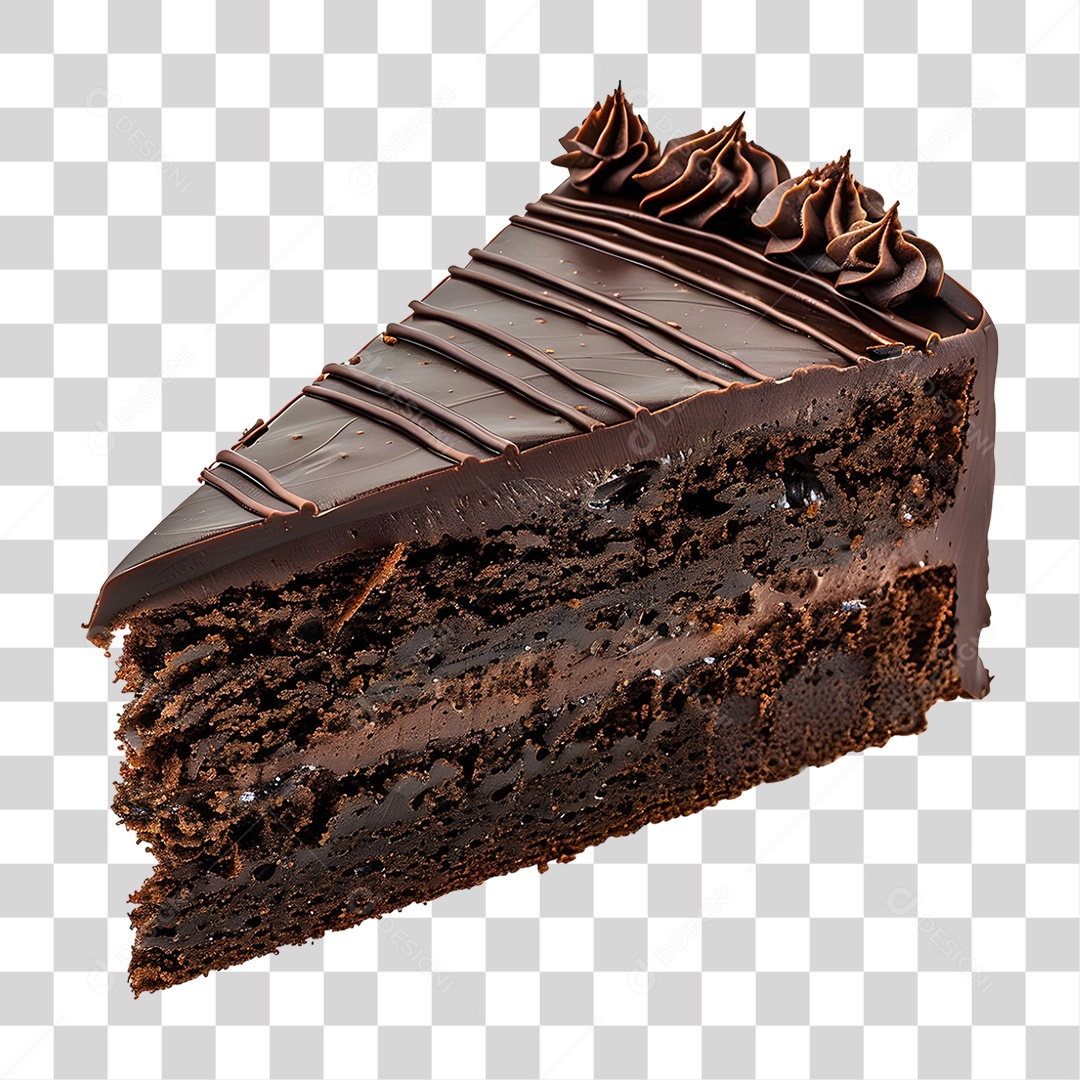 Fatia de Bolo de Chocolate PNG Transparente