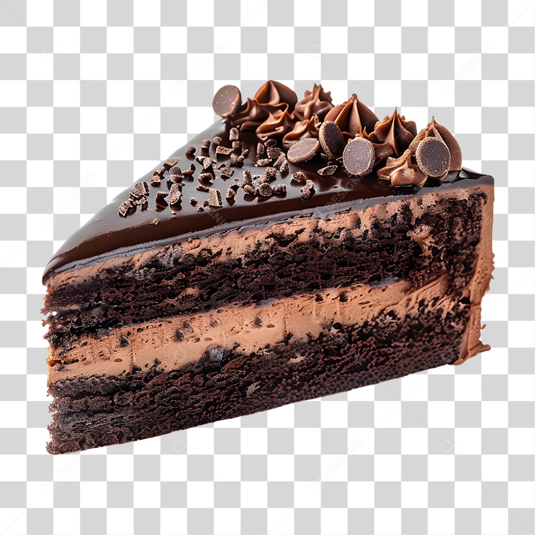 Fatia de Bolo de Chocolate PNG Transparente
