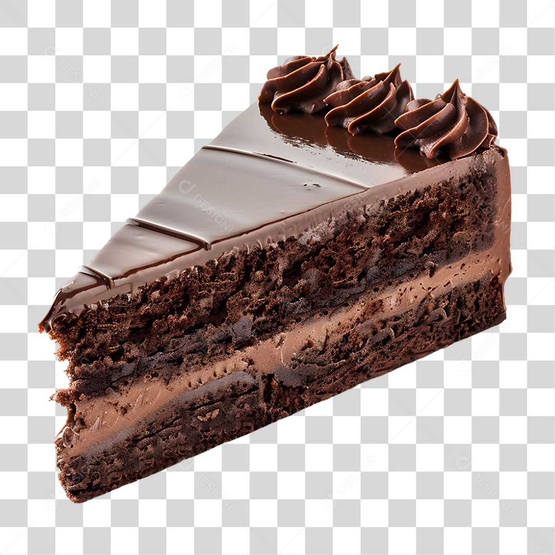 Fatia de Bolo de Chocolate PNG Transparente