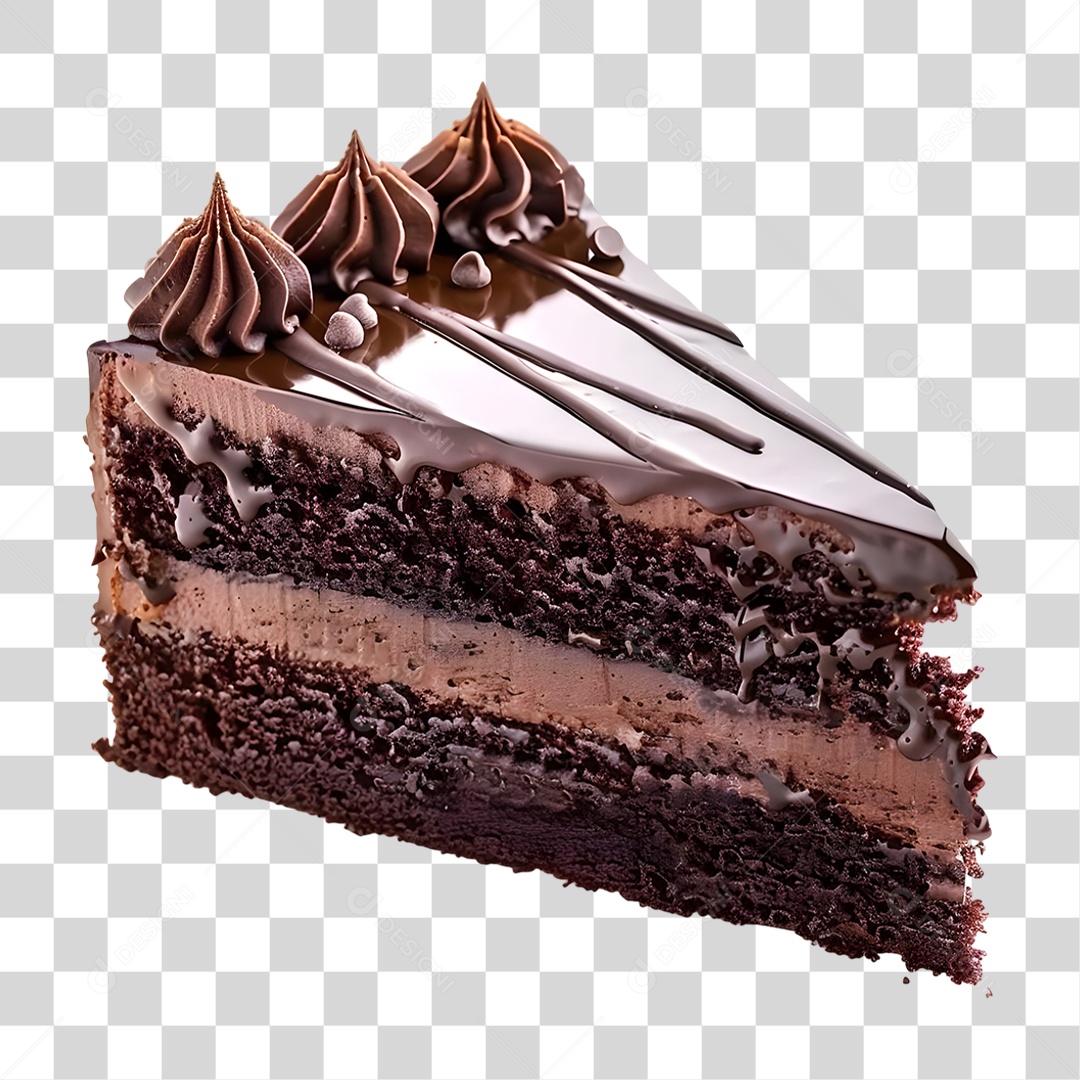 Fatia de Bolo de Chocolate PNG Transparente