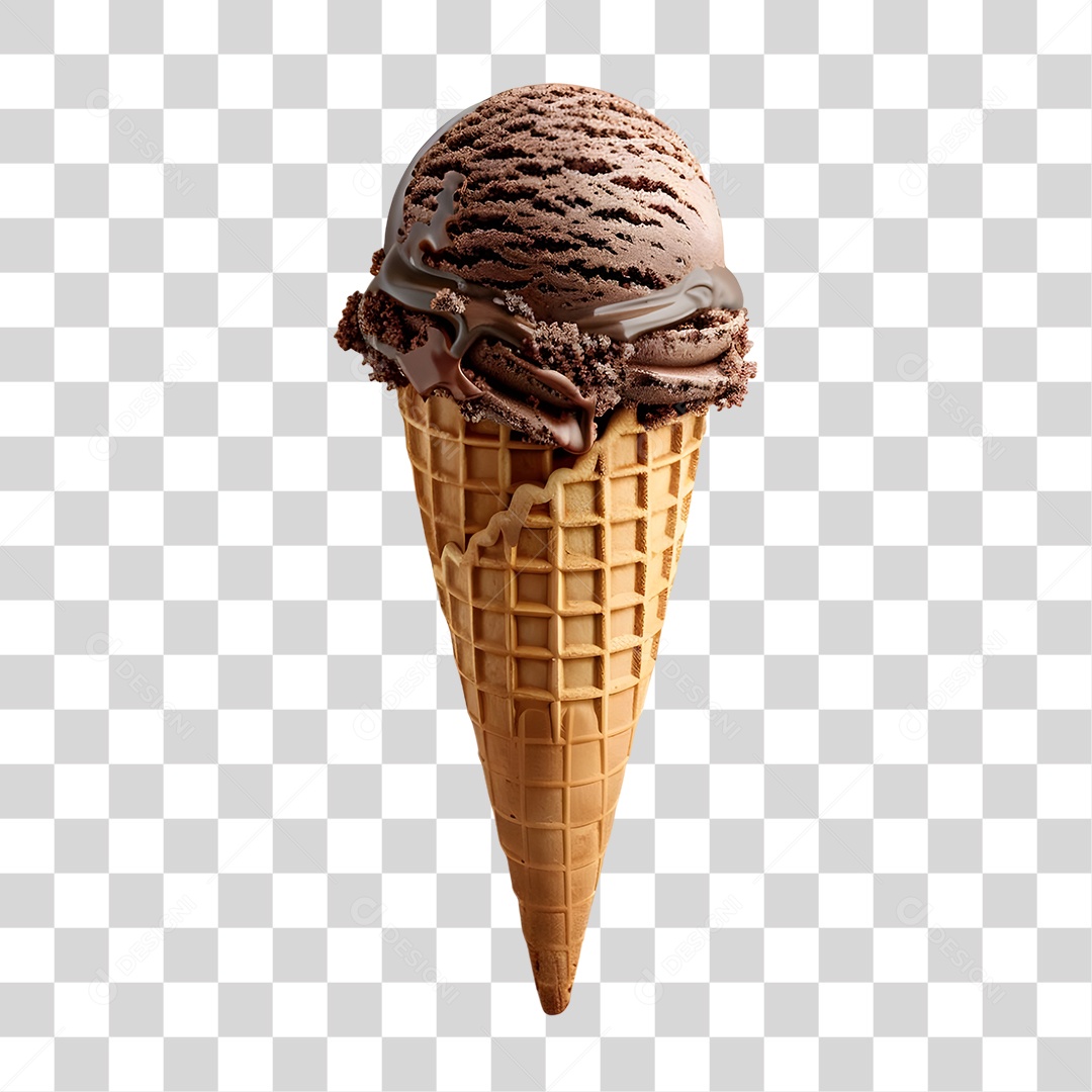 Sorvete de Casquinha com Chocolate PNG Transparente