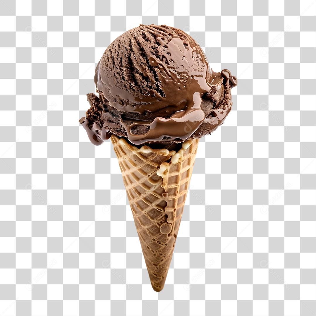 Sorvete de Casquinha com Chocolate PNG Transparente