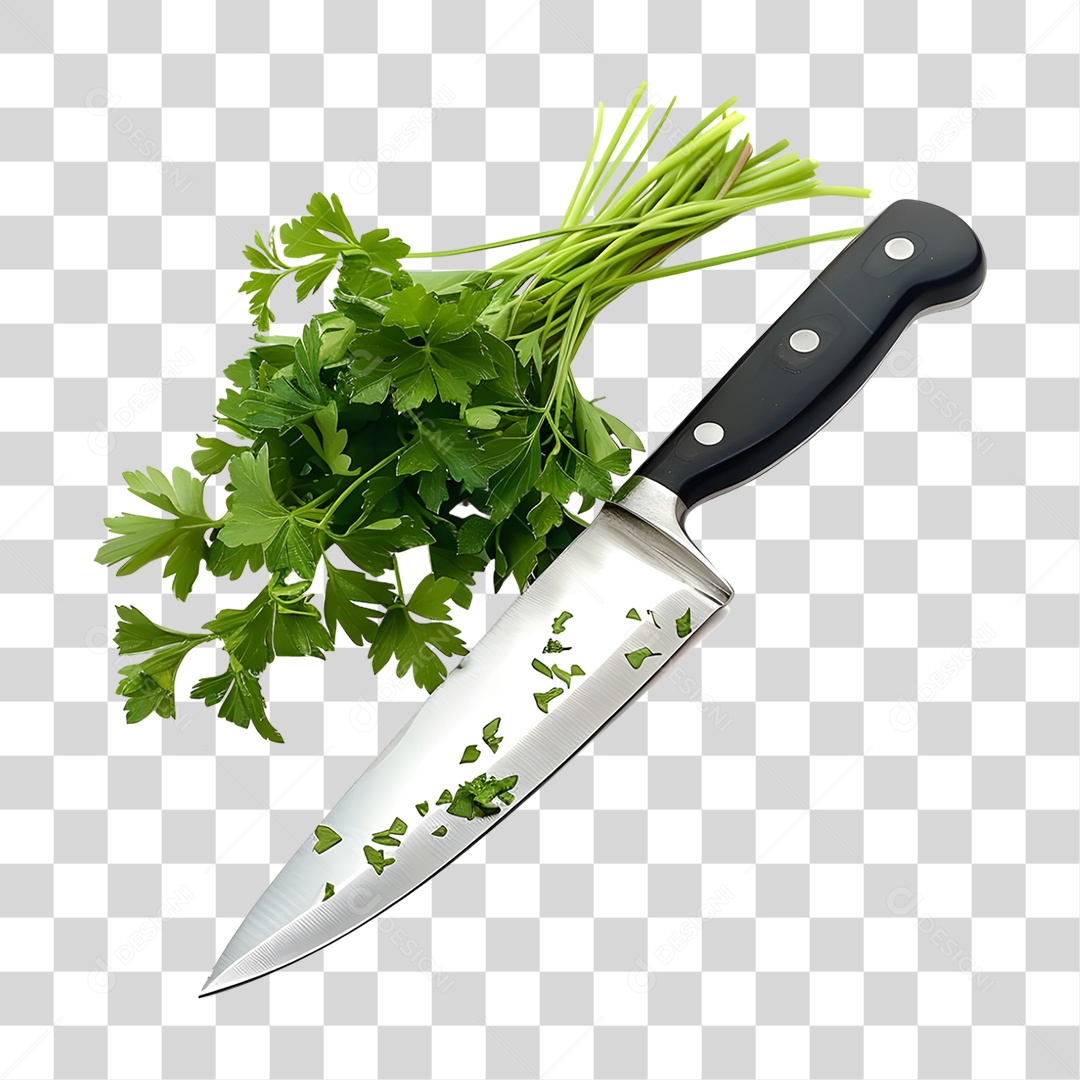 Faca com Coentro Hortas PNG Transparente