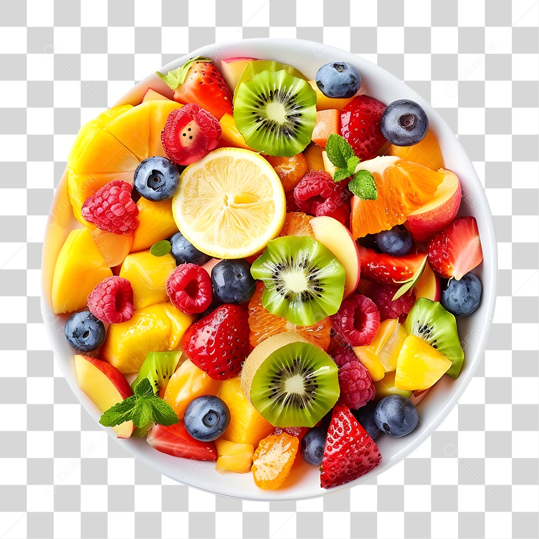 Salada de Frutas em Tigela PNG Transparente