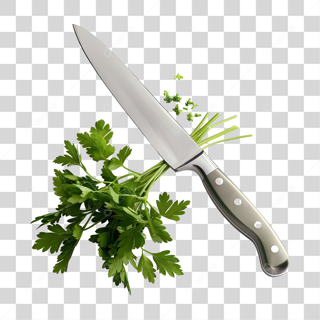 Faca com Coentro Hortas PNG Transparente