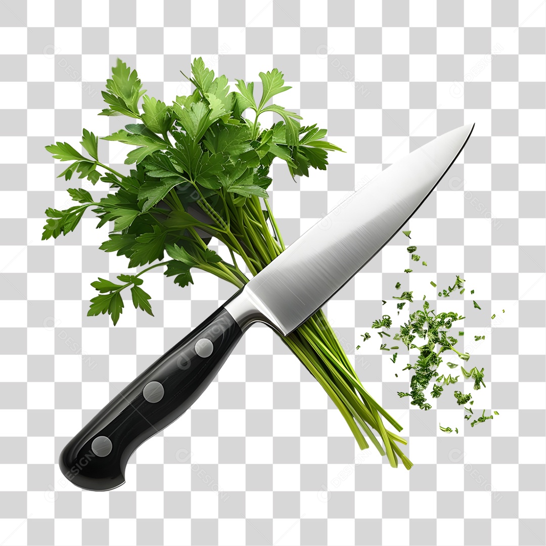Faca com Coentro Hortas PNG Transparente