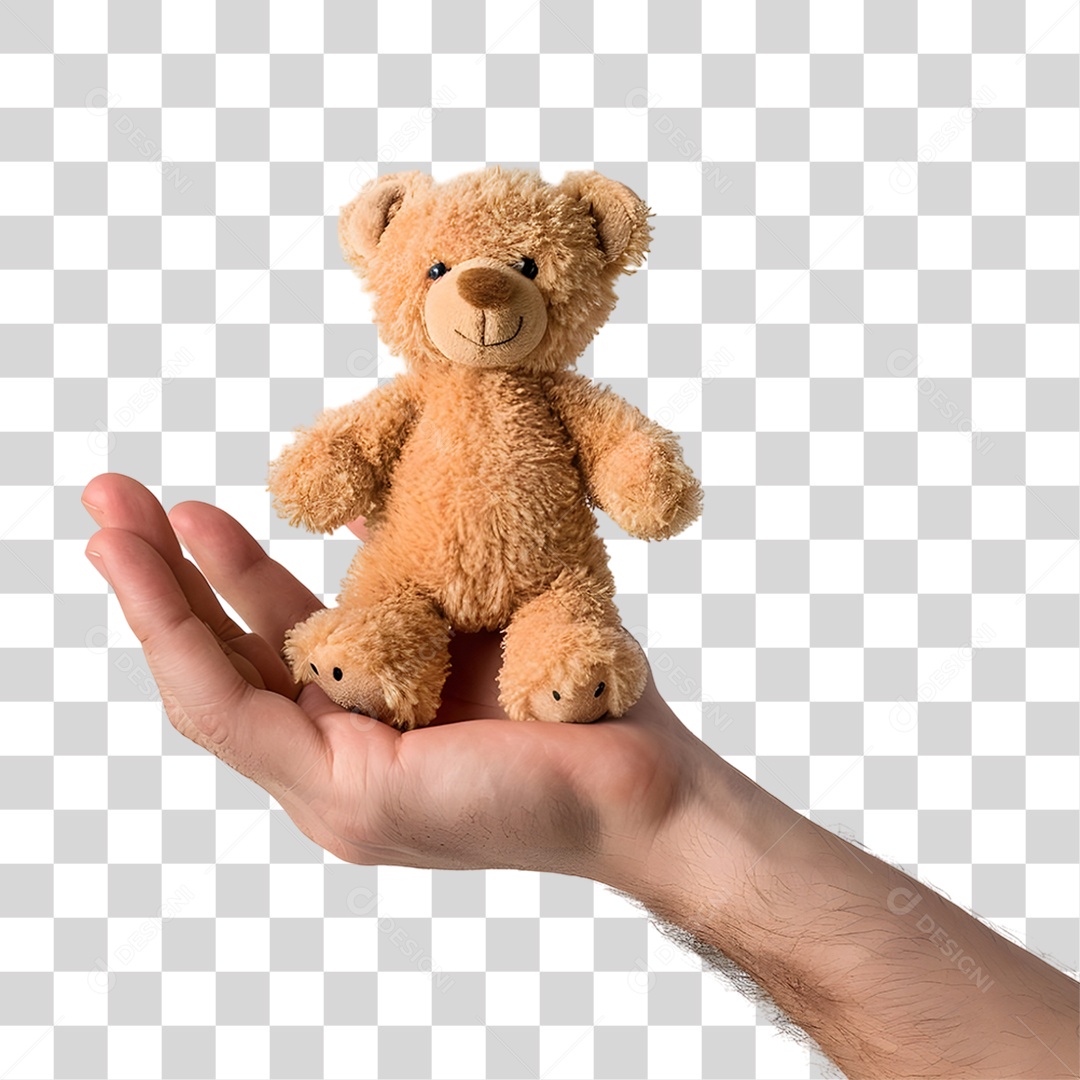 Mão Segurando Ursinho de Pelúcia PNG Transparente