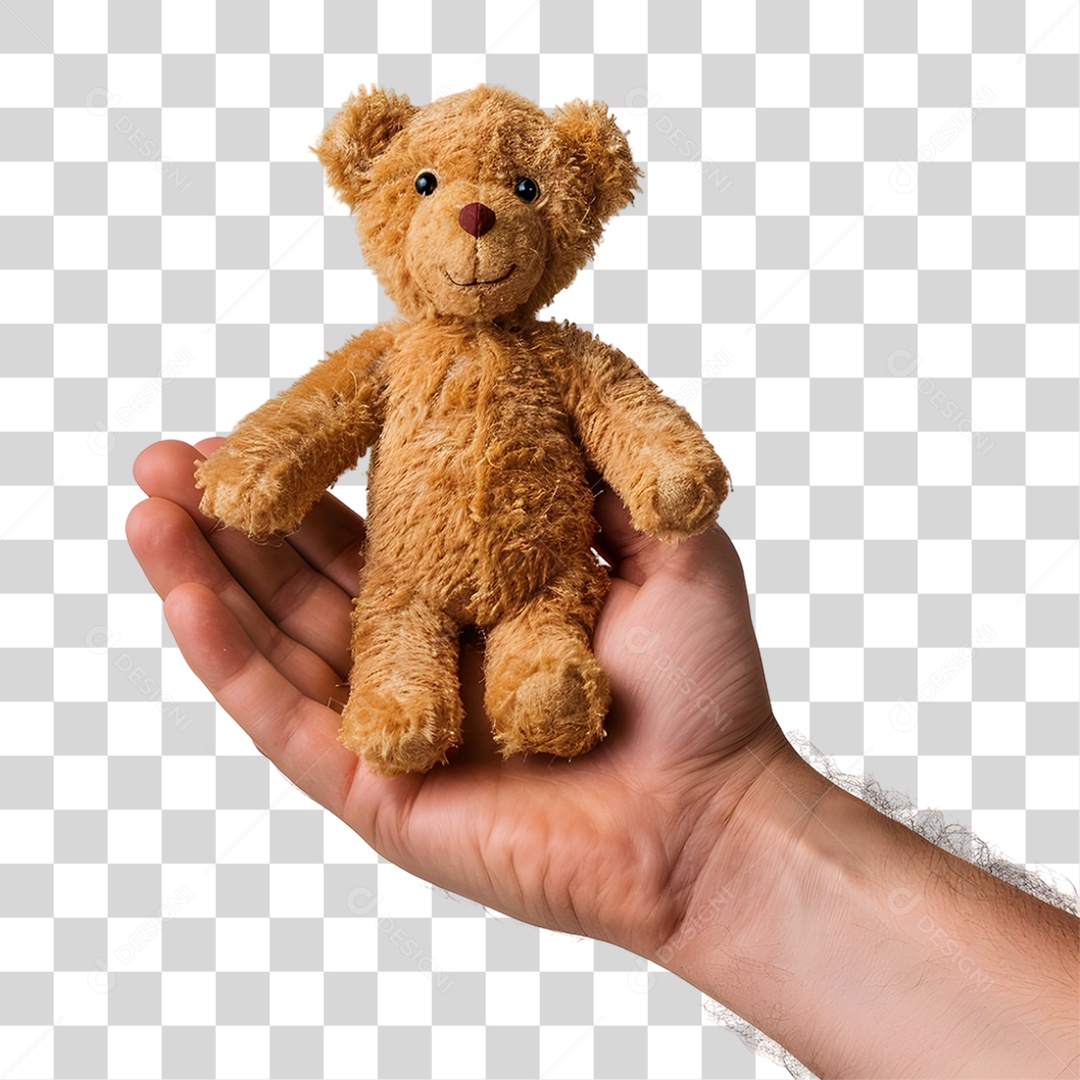 Mão Segurando Ursinho de Pelúcia PNG Transparente