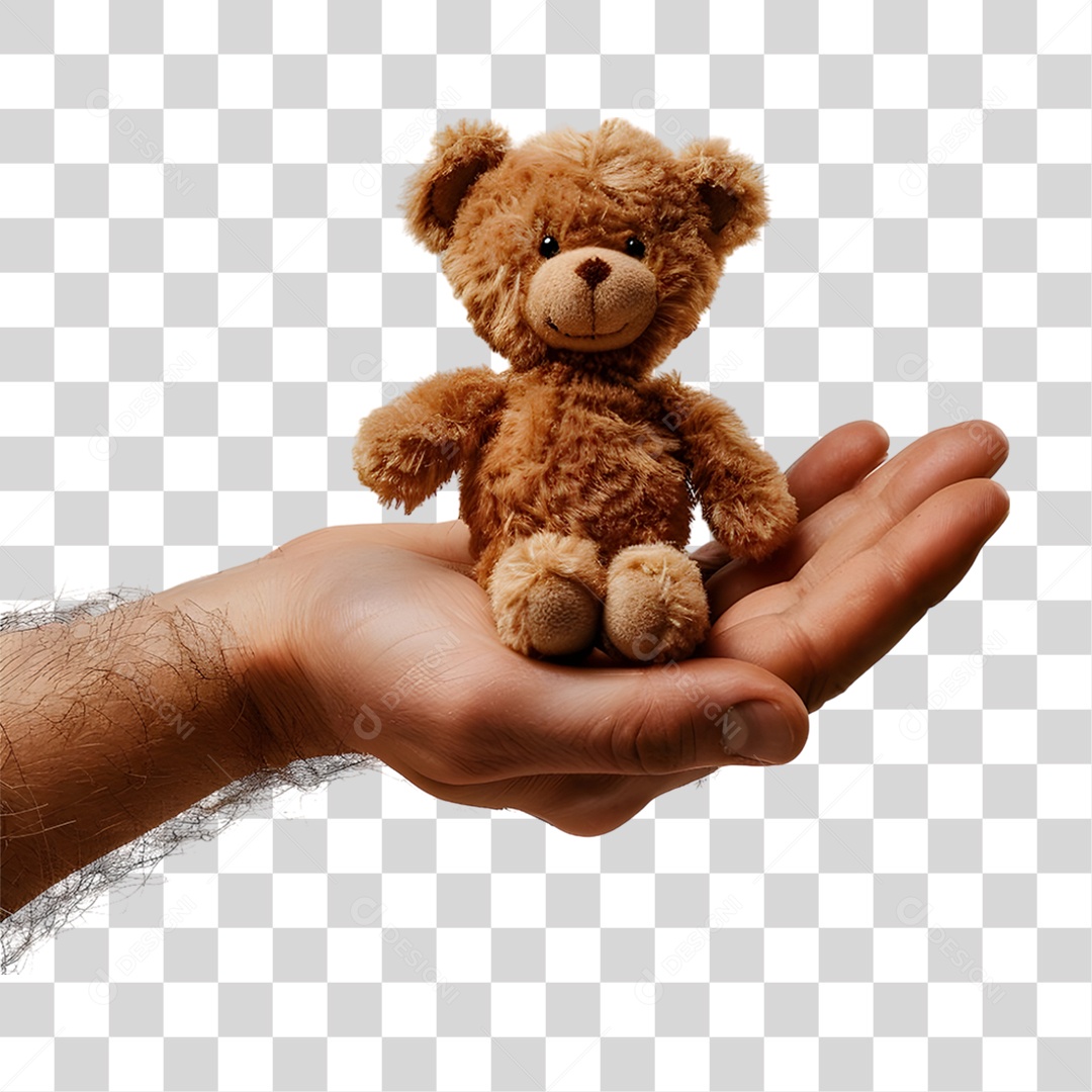 Mão Segurando Ursinho de Pelúcia PNG Transparente