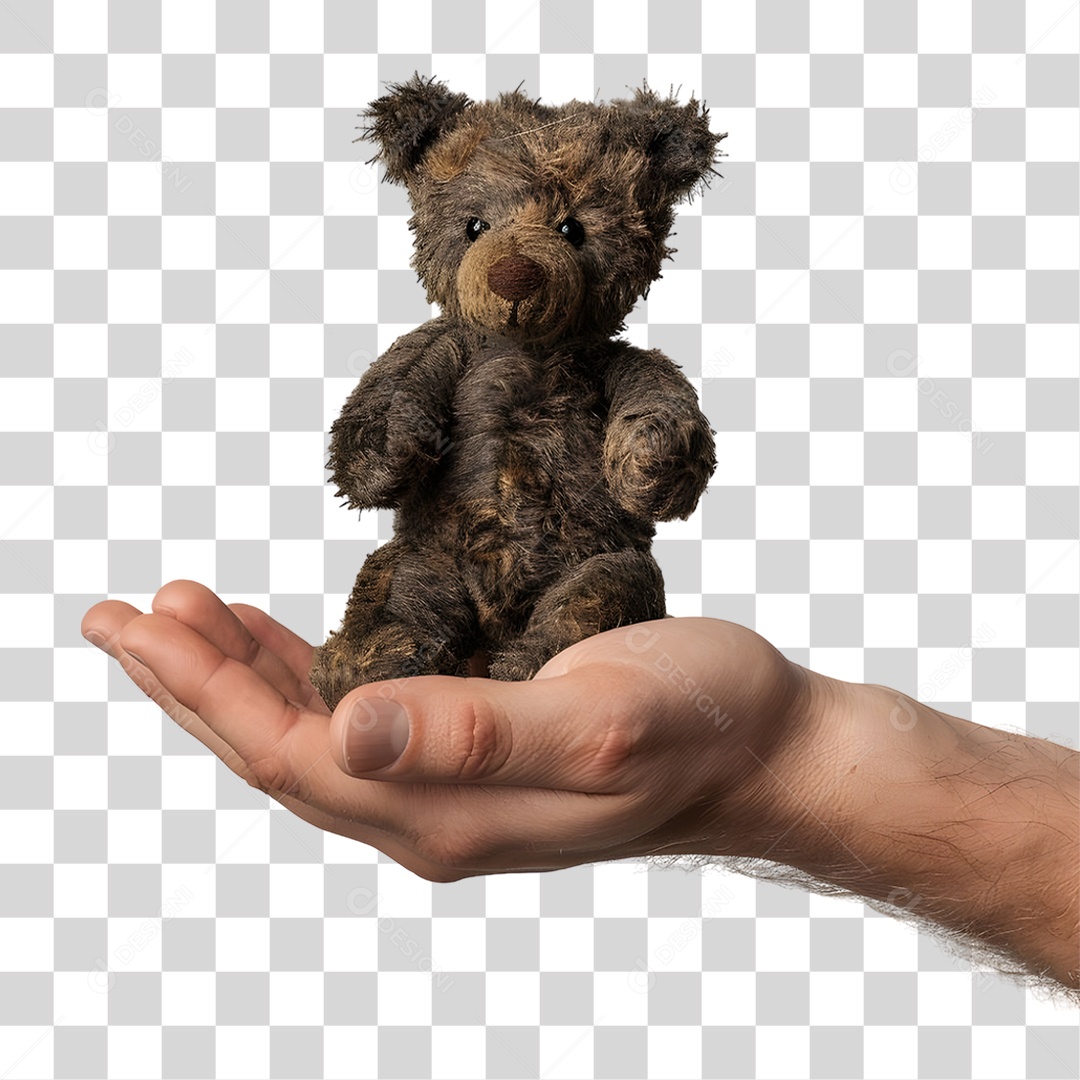 Mão Segurando Ursinho de Pelúcia PNG Transparente