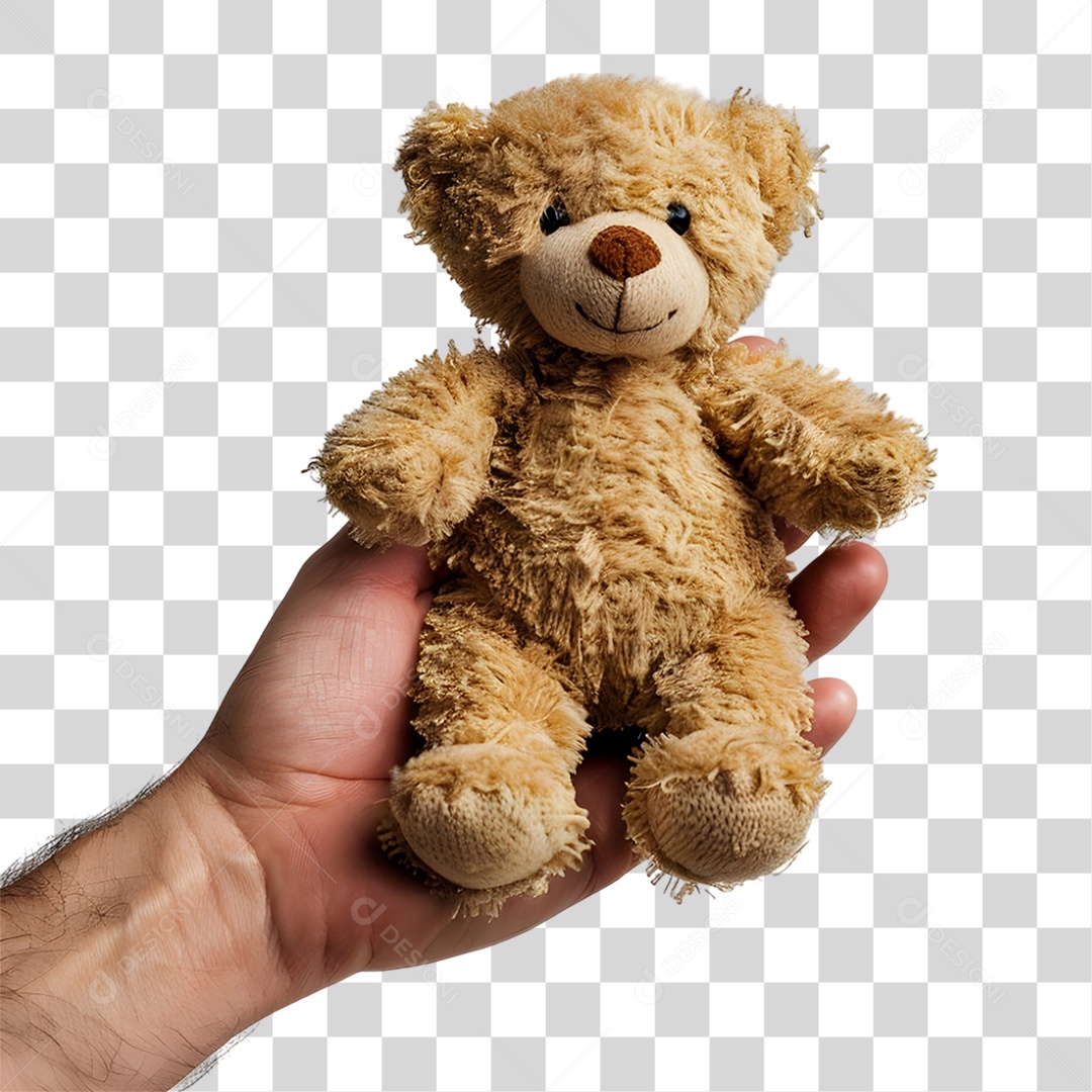 Mão Segurando Ursinho de Pelúcia PNG Transparente