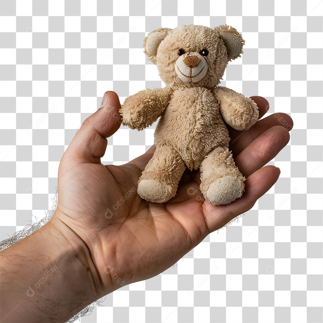 Mão Segurando Ursinho de Pelúcia PNG Transparente